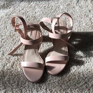 Nude Block Heeled Sandals